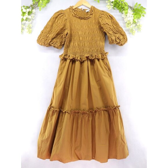 Sea New York Dresses & Skirts - Sea New York Women's Rene Smocked Midi Dress Bronze Sz 6